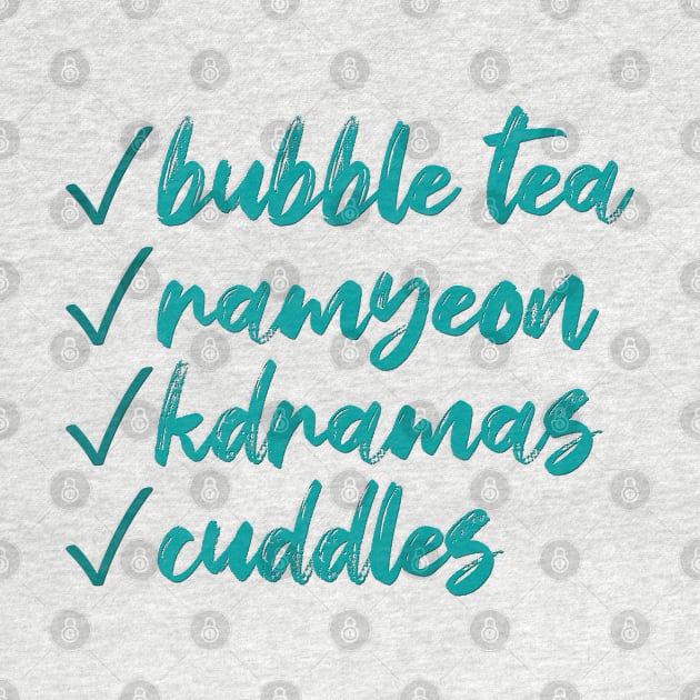 Bubble Tea, Ramyeon, K-dramas and Cuddles by co-stars